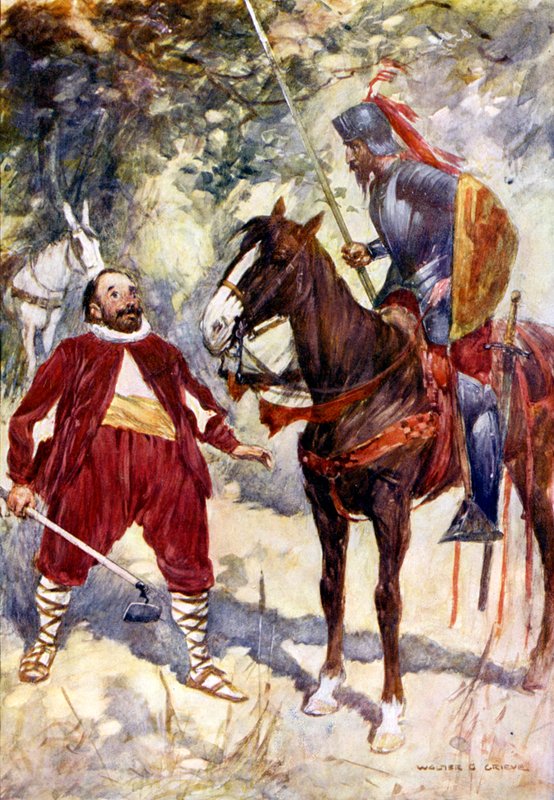 Kuvitus Don Quijotelle tekijältä Walter Grieve