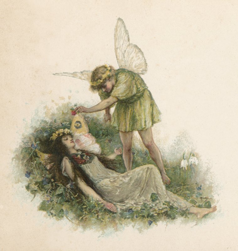 Titania ja Oberon Kesäyön unelmasta (chromolitho) tekijältä Walter Stanley Paget