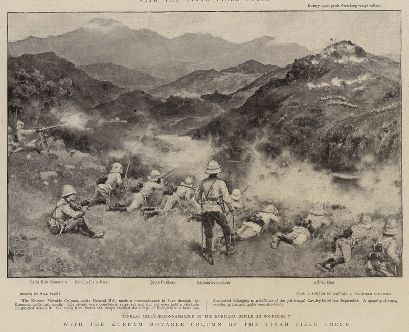 Tirah Field Force -joukkojen Kurram-liikkuvalla pylväällä tekijältä Walter Stanley Paget