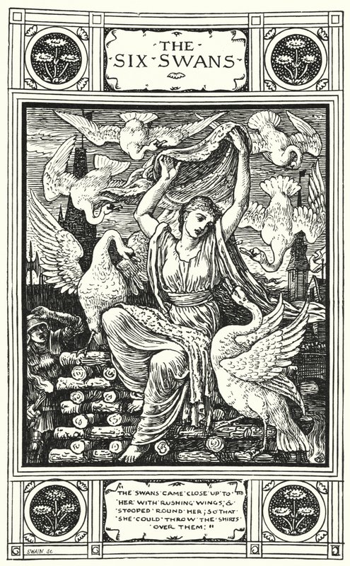 The Six Swans (kaiverrus) tekijältä Walter (after) Crane