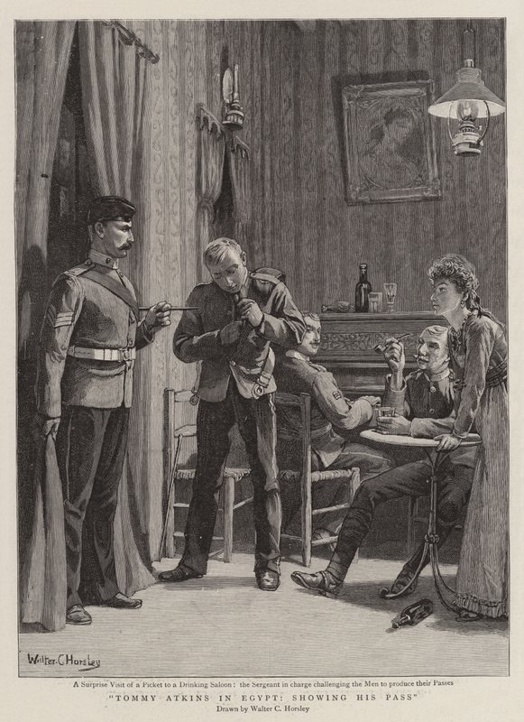 Tommy Atkins Egyptissä näyttämässä passiaan tekijältä Walter Charles Horsley