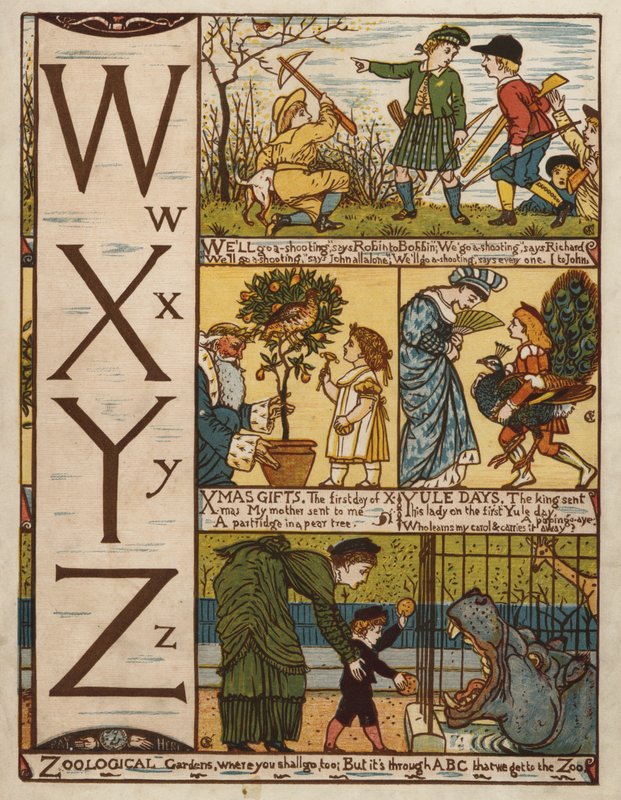 Aakkoset (väri litho) tekijältä Walter Crane