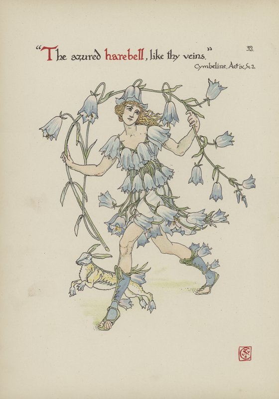 Kukkia Shakespearen puutarhasta tekijältä Walter Crane