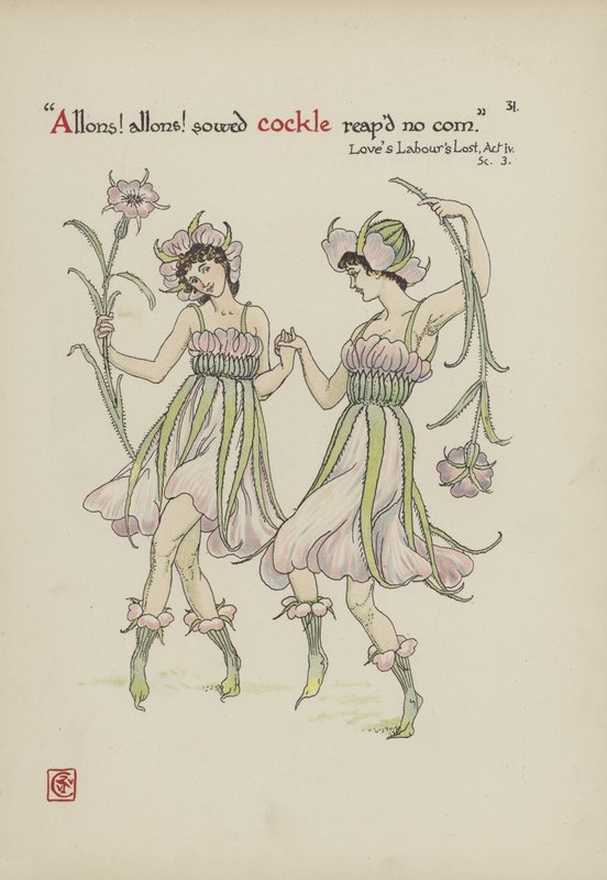 Kukkia Shakespearen puutarhasta tekijältä Walter Crane