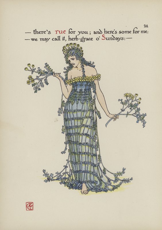 Kukkia Shakespearen puutarhasta tekijältä Walter Crane