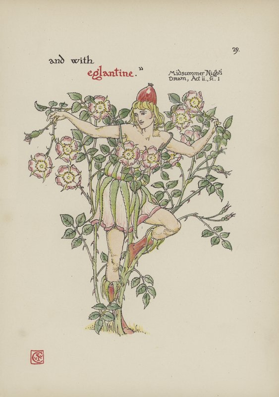 Kukkia Shakespearen puutarhasta tekijältä Walter Crane