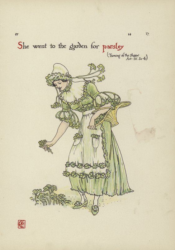 Kukkia Shakespearen puutarhasta tekijältä Walter Crane