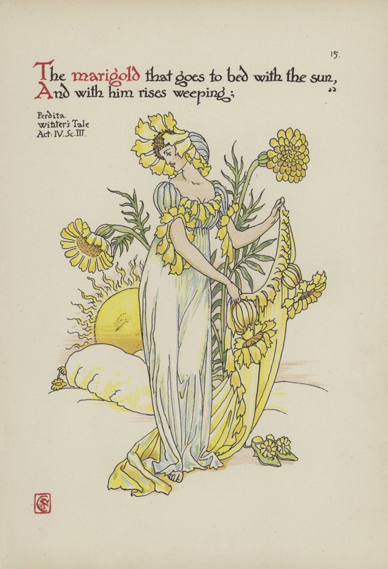 Kukkia Shakespearen puutarhasta tekijältä Walter Crane