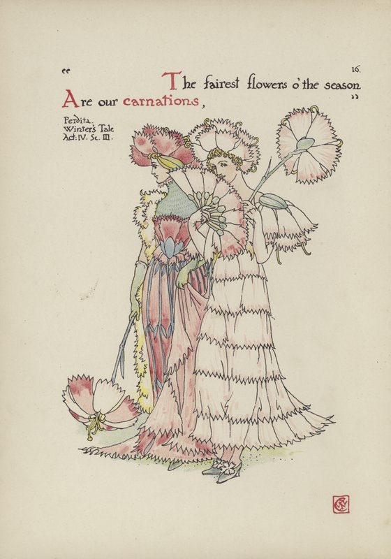 Kukkia Shakespearen puutarhasta tekijältä Walter Crane