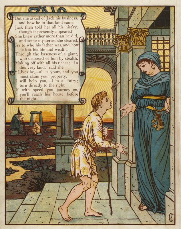 Jack ja pavunvarsi (väri litho) tekijältä Walter Crane