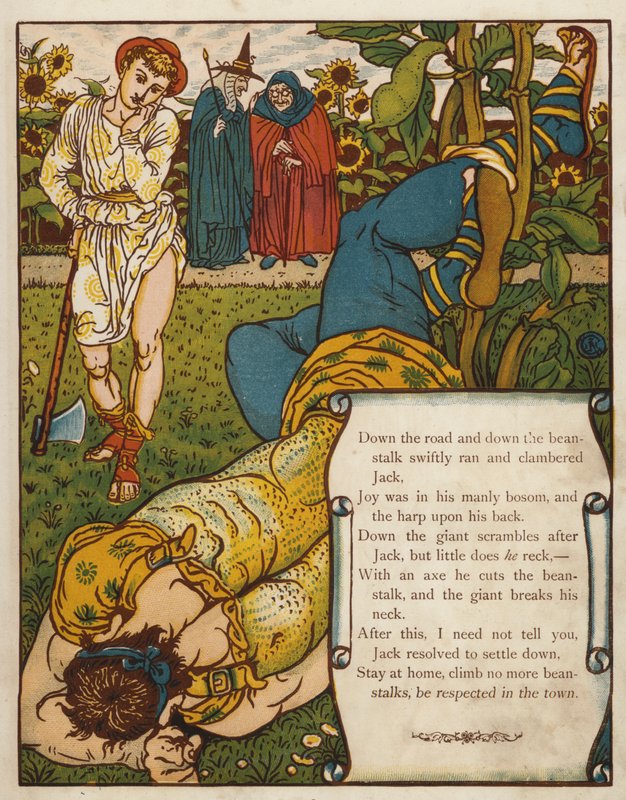 Jack ja pavunvarsi (väri litho) tekijältä Walter Crane