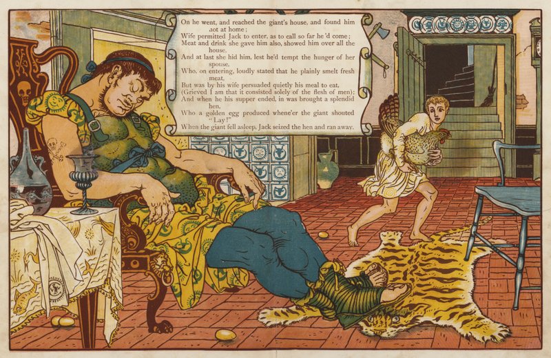 Jack ja pavunvarsi (väri litho) tekijältä Walter Crane