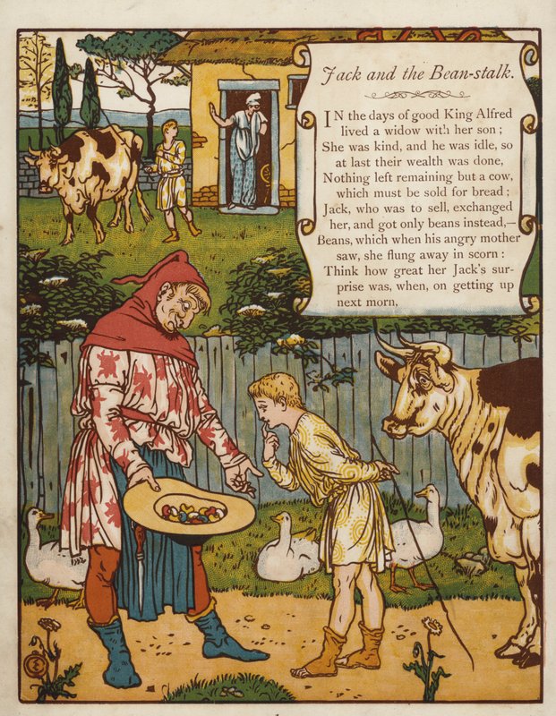 Jack ja pavunvarsi (väri litho) tekijältä Walter Crane