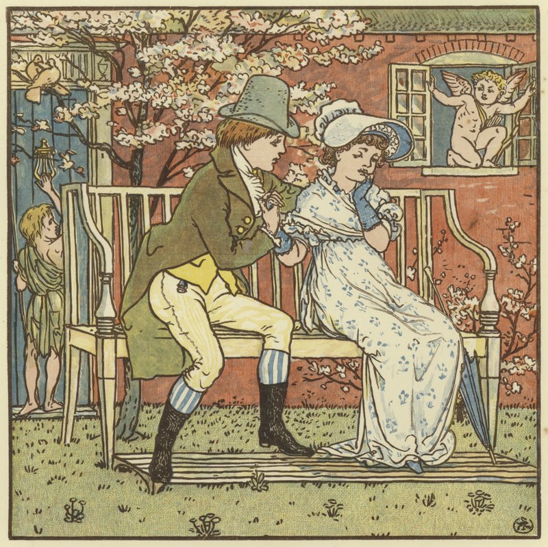 Siellä oli pieni mies ja hän kosi pientä piikaa tekijältä Walter Crane