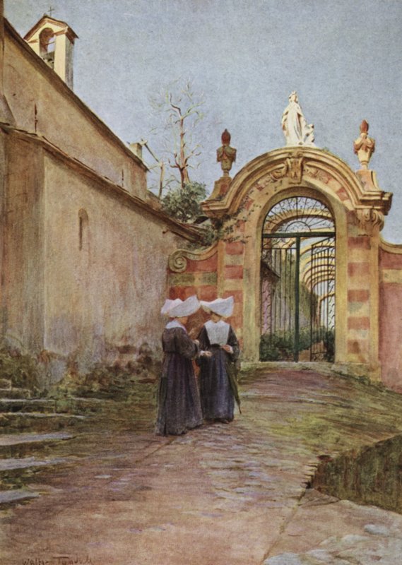 Sisäänkäynti, Villa Centurione, Santa Margherita Ligure (väri litho) tekijältä Walter Frederick Roofe Tyndale