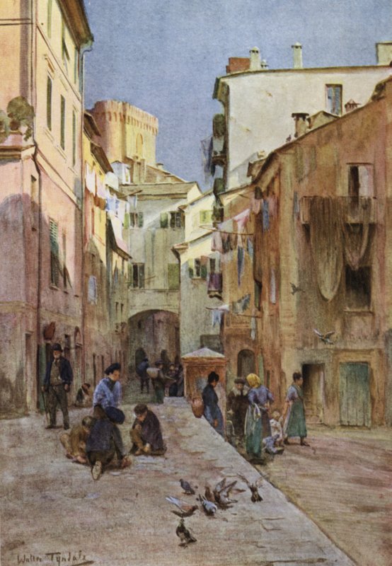 La Piazza, Sestri Levante (väri litho) tekijältä Walter Frederick Roofe Tyndale