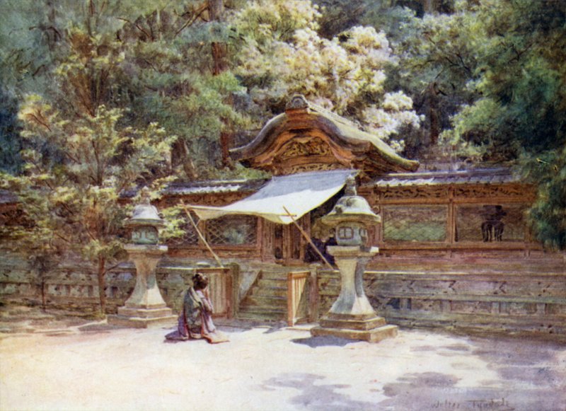 Temple Fence and Gate, Higashi Otani, Kyoto tekijältä Walter Frederick Roofe Tyndale