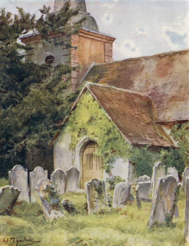 Uusi metsä: Brokenhurst Church (väri litho) tekijältä Walter Frederick Roofe Tyndale
