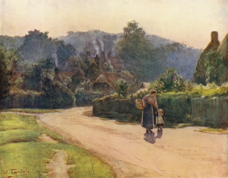 Uusi metsä: Emery Downin kylä (väri litho) tekijältä Walter Frederick Roofe Tyndale