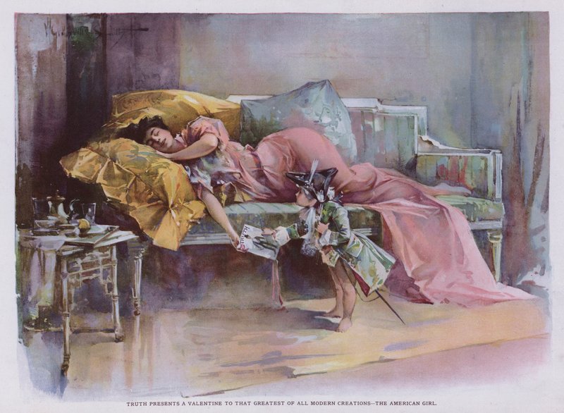Totuus lahjoittaa ystävänpäivän suurimmalle modernille luomukselle - amerikkalaiselle tytölle (väri litho) tekijältä Walter Granville Smith