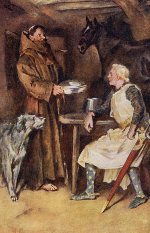 Sir Walter Scottin kuvitus Ivanhoelle (värinen lito) tekijältä Walter Grieve