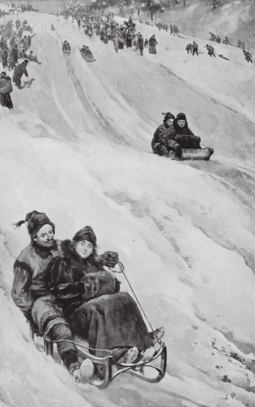 Kelkkailurinne Kanadassa (litografia) tekijältä Walter Paget