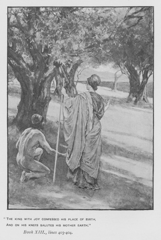Kuvitus paavin Odysseiaan Homeruksesta (litho) tekijältä Walter Paget
