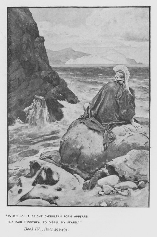 Kuvitus paavin Odysseiaan Homeruksesta (litho) tekijältä Walter Paget