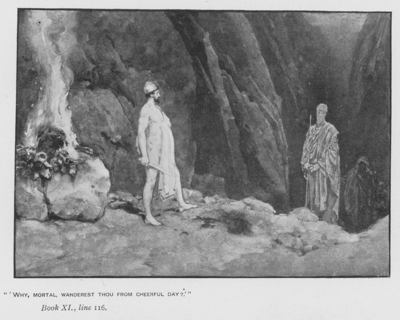 Kuvitus paavin Odysseiaan Homeruksesta (litho) tekijältä Walter Paget