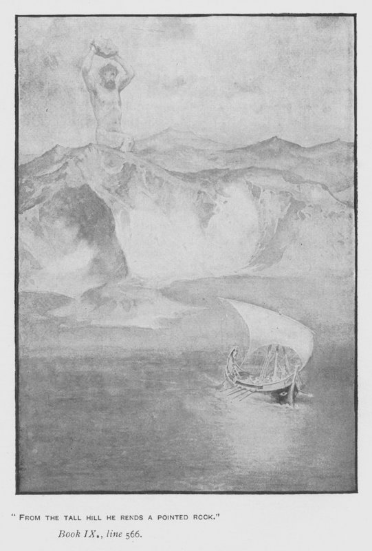 Kuvitus paavin Odysseiaan Homeruksesta (litho) tekijältä Walter Paget