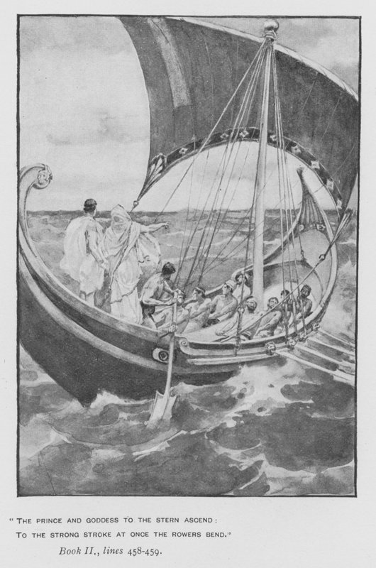 Kuvitus paavin Odysseiaan Homeruksesta (litho) tekijältä Walter Paget