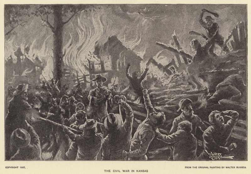 Kansasin sisällissota (litho) tekijältä Walter Russell