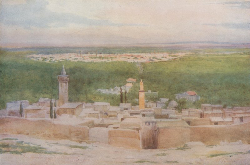 Damaskos Salahiyehistä: Damashai: Auringonlasku kaupungin yllä tekijältä Walter Spencer Stanhope Tyrwhitt