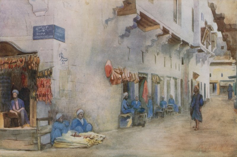 Sharia-el-Kerabiyeh eli Water Carriersin katu, Kairo tekijältä Walter Spencer Stanhope Tyrwhitt