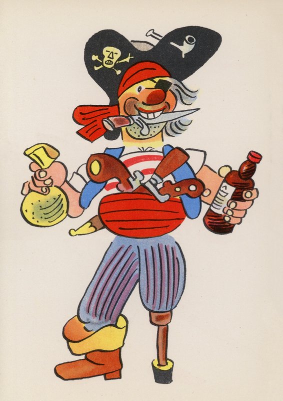 Lukuja lastenkirjoista: Long John Silver (värilitografia) tekijältä Walter Trier