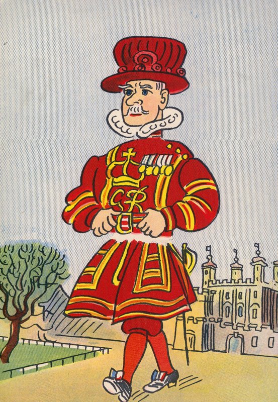 Walter Trierin hullut puvut: Englanti, Beefeater (värilitografia). tekijältä Walter Trier