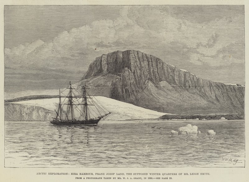 Arctic Exploration, Eiran satama, Franz Josef Land, herra Leigh Smithin oletetut talvikorttelit tekijältä Walter William May