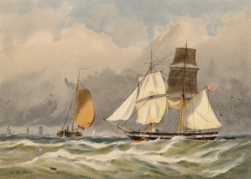 Brig liikkeellä (värilitro) tekijältä Walter William May
