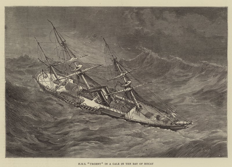 HMS Urgent in a Gale Biskajanlahdella tekijältä Walter William May