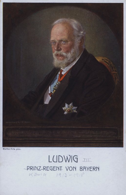 Ludwig III, viimeinen Baijerin kuningas, kun hän oli prinssi ja regentti (värilitografia). tekijältä Walther Firle