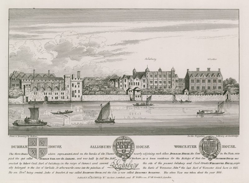 Durham House, Salisbury House ja Worcester House tekijältä Wenceslaus Hollar