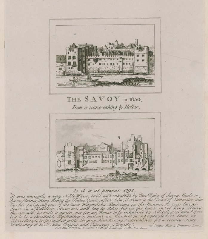 Savoy vuonna 1650 ja nykyisessä muodossaan vuonna 1792 tekijältä Wenceslaus Hollar