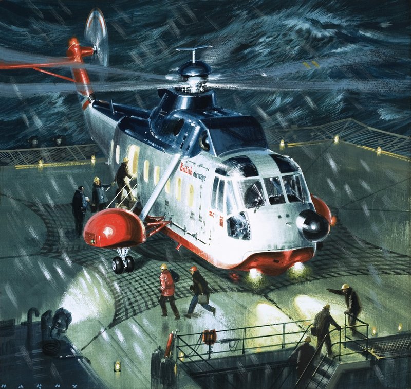 Danger Men of the Oil Fields. British Airwaysin S-61N-helikopteri. tekijältä Wilf (20th century) Hardy