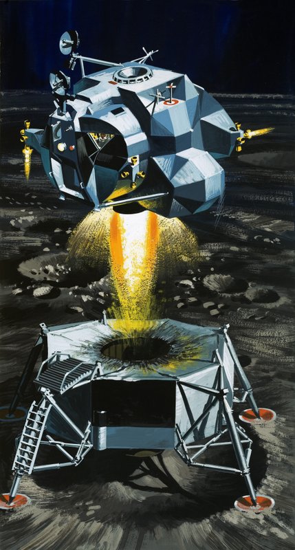 Miten kuuhun laskeutujasta tulee raketti, jolla astronautit voidaan räjäyttää pois kuun pinnalta. tekijältä Wilf (20th century) Hardy