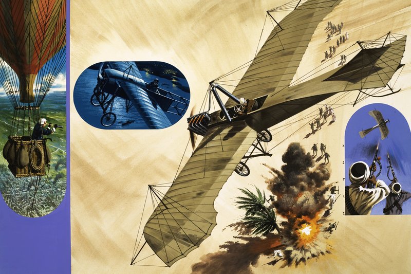 Vuonna 1911 luutnantti Giulip Gavotti pudotti ensimmäisenä miehenä pommin lentokoneesta... tekijältä Wilf (20th century) Hardy
