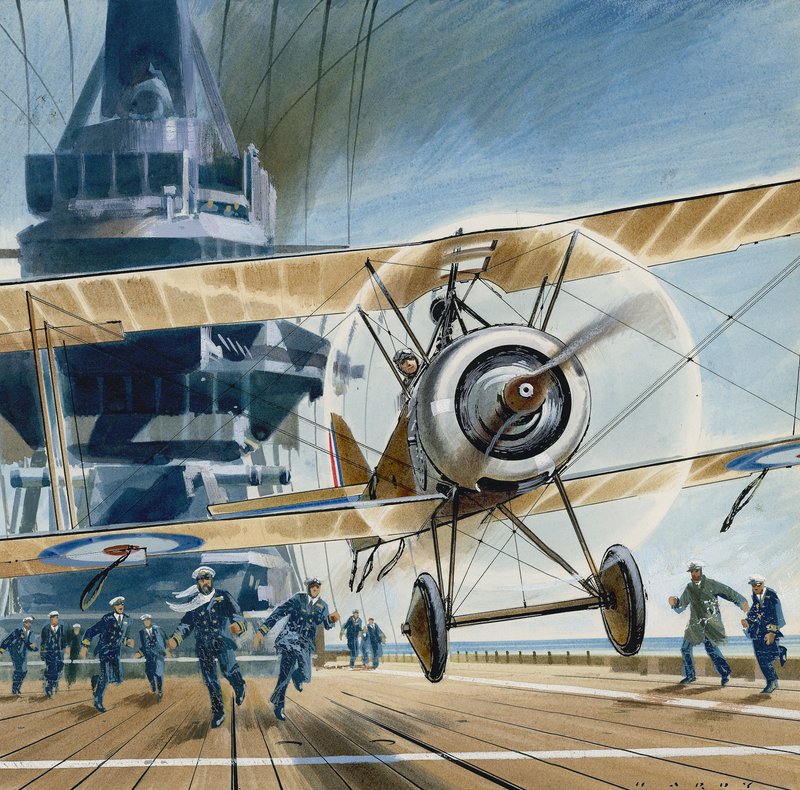 Ensimmäinen laskeutuminen kannelle (guassi paperille) tekijältä Wilf (20th century) Hardy