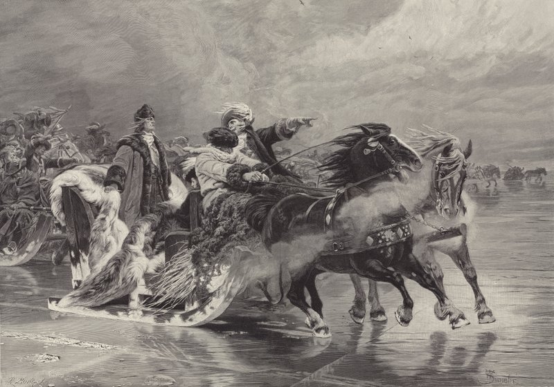 Suuri vaaliruhtinas ylittää Kuurinlahden 19. tammikuuta 1679 tekijältä Wilhelm Simmler