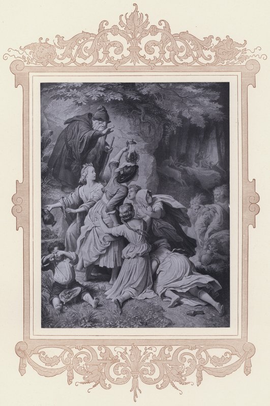 Tyttö metsässä, uskollinen Eckart (litho) tekijältä Wilhelm von (after) Kaulbach