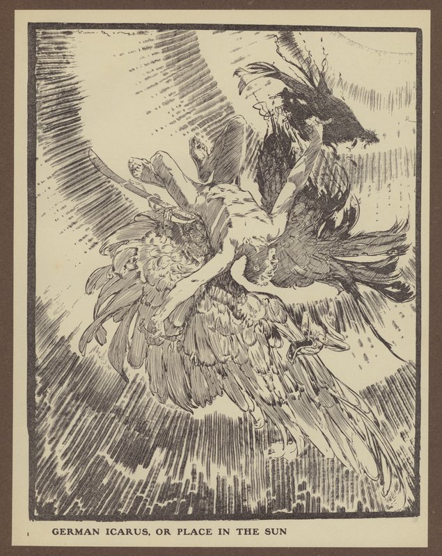 Saksalainen Icarus eli paikka auringossa (litho) tekijältä Will Dyson
