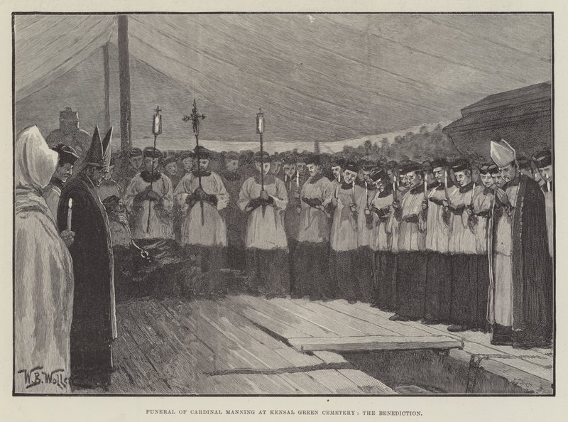 Kardinaali Manningin hautajaiset Kensal Greenin hautausmaalla, Benedictionissa tekijältä William Barnes Wollen